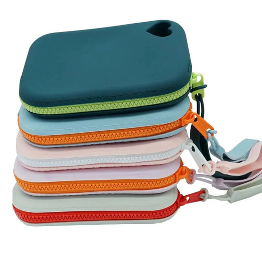 Rectangle Silicone Coin Purse Wallet With Lanyard Large Capacity Simple Makeup Lipstick Bag Waterproof Money Bag