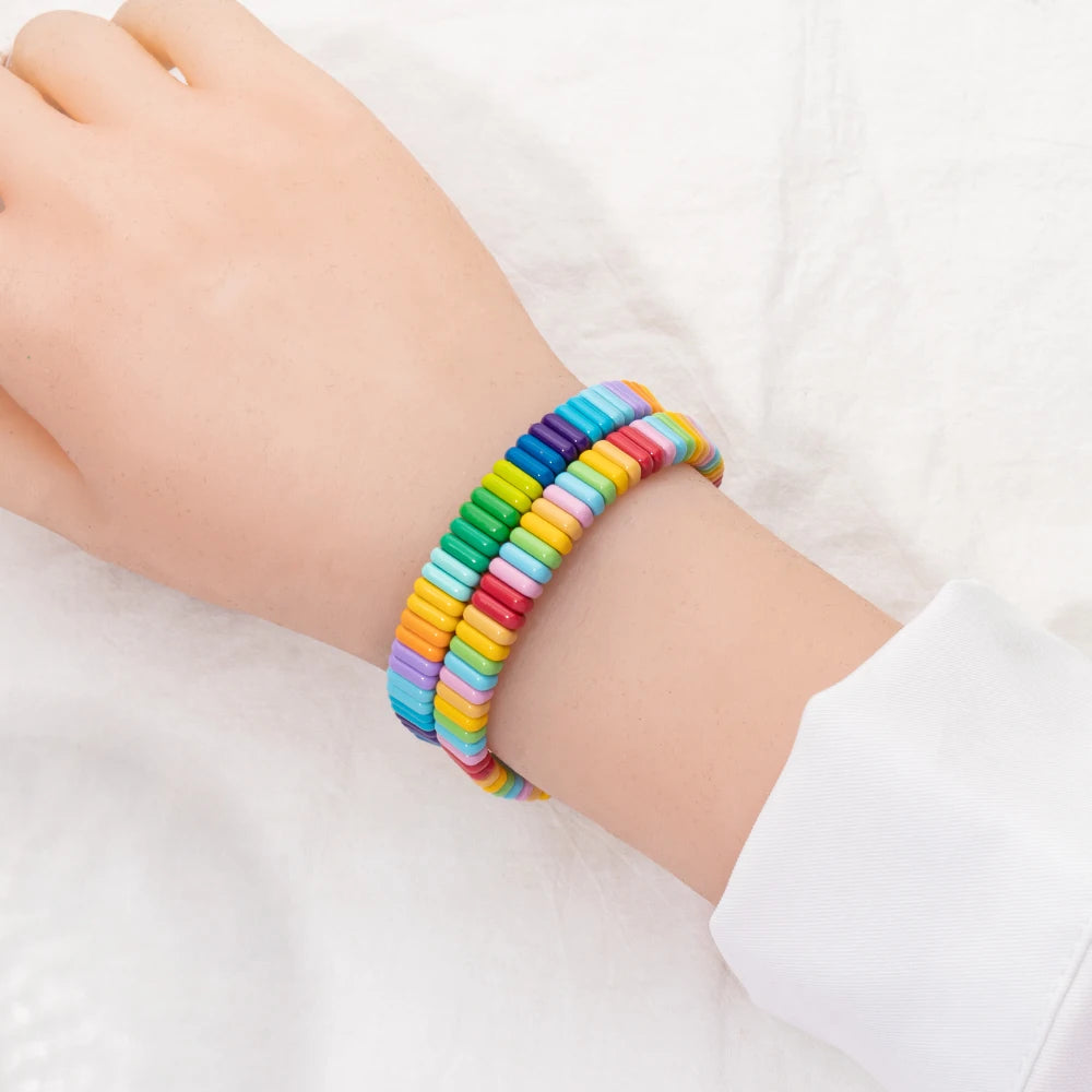 Tejesa  2X8MM Colorful  Rectangle Tile Beads Bracelets for women/Girls