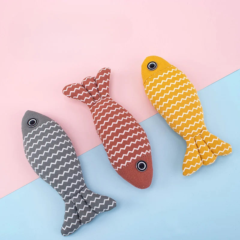 3pcs/set Teeth Grinding Catnip Toys Funny Interactive Plush Cat Toy Pet Kitten Chewing Vocal Toy Fish Bite Cat Mint for Cats