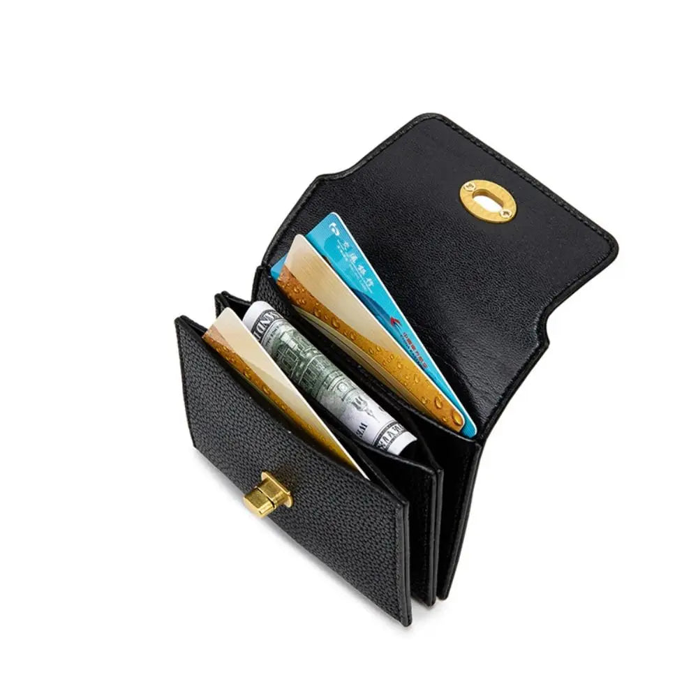 PU Leather Short Wallet Fashion Solid Color Mini Card Holder Coin Purse Women Girls