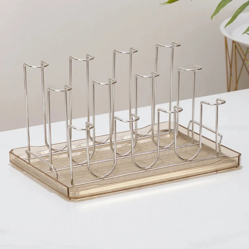 Stainless Steel Cup Tray, Inverted Hanging Rack, 8 Cup and 12 Cup Drain Rack, Home and Office Use, Durable Organizer