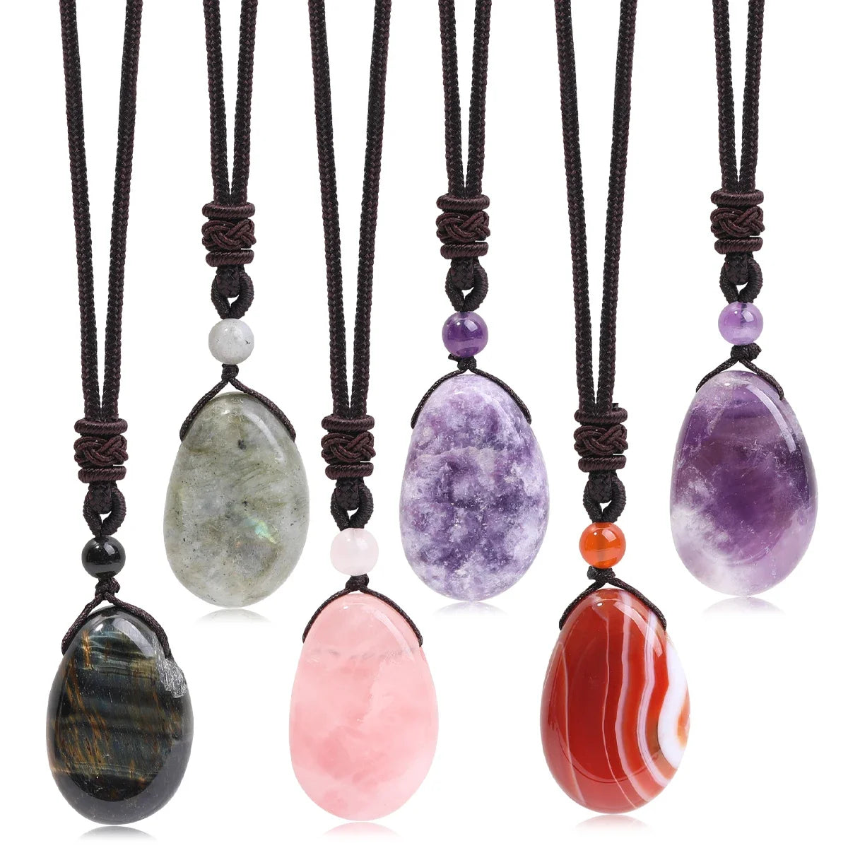 Hemasa Natural Gemstone Amethyst Rose Quartz Clear Quartz Necklace Pendants For Men And Women Health Wealth jewelry