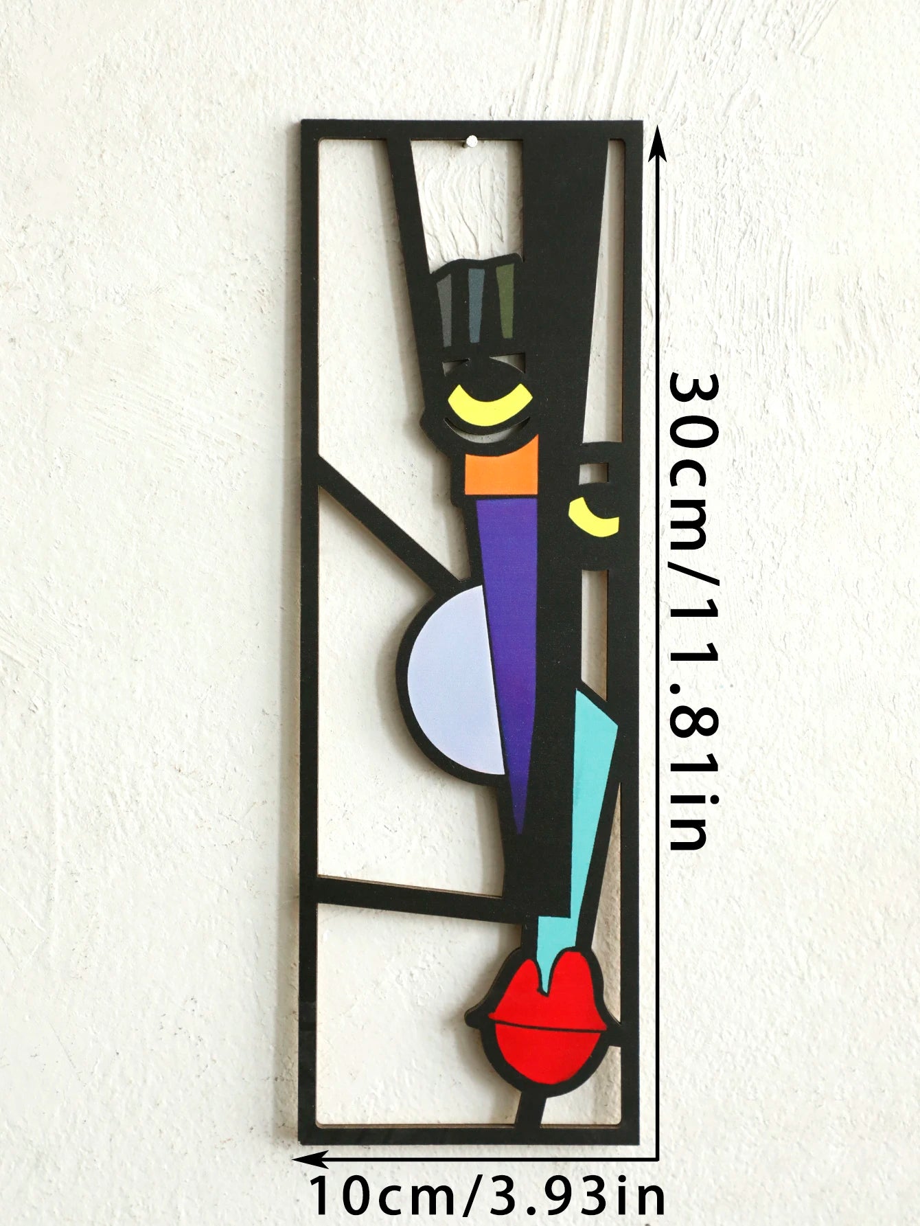 Abstract Wooden Wall Hanging Boho Modern Geometric Face Design Hanging Decor for Boho Home Decor, Living Room, Bedroom, Office