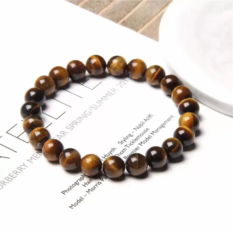 Tejesa  8mm  Natural Tiger Eyes Bracelet Men Women / Stone Braclet Yoga Meditation Braclet For Him