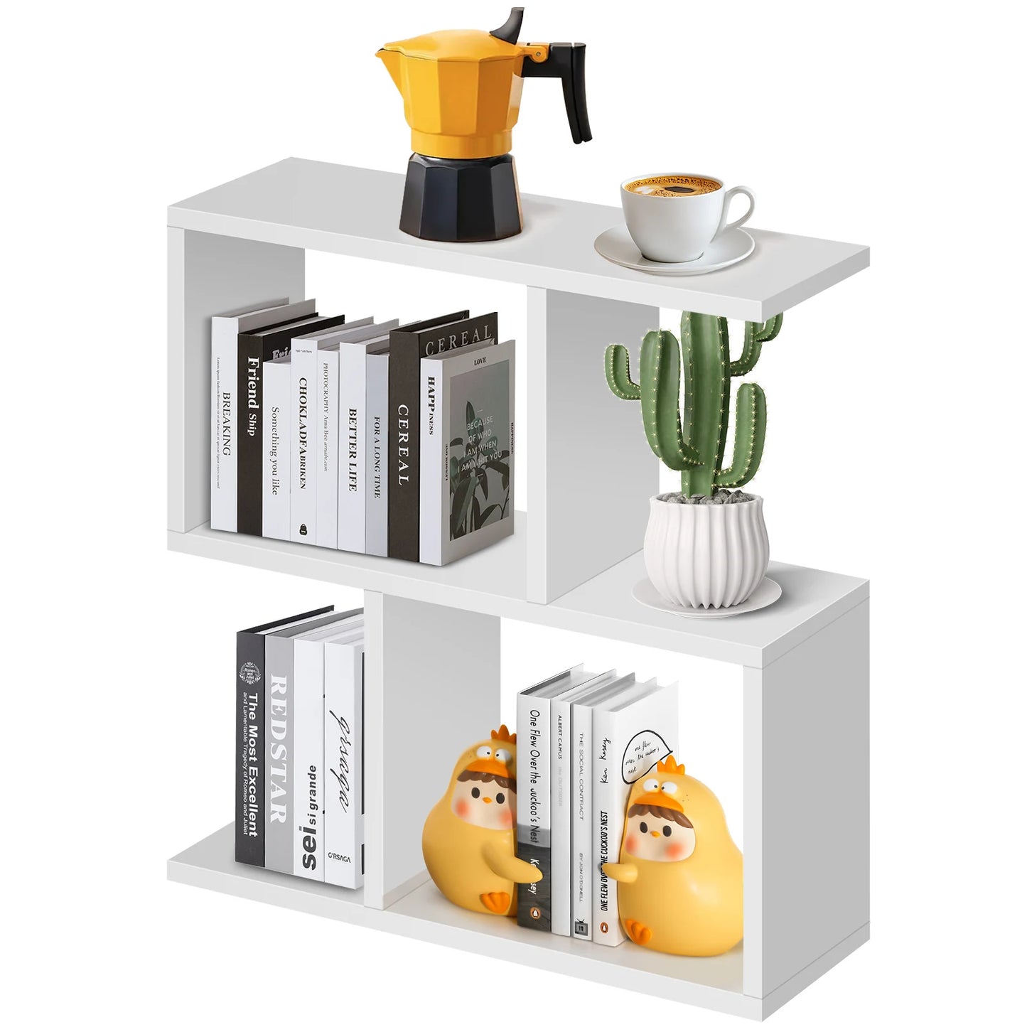 2 Tier Storage End Side Table S Shape Sofa Side Table Narrow Side Table Modern End Table for Living Room,Bedroom,Office