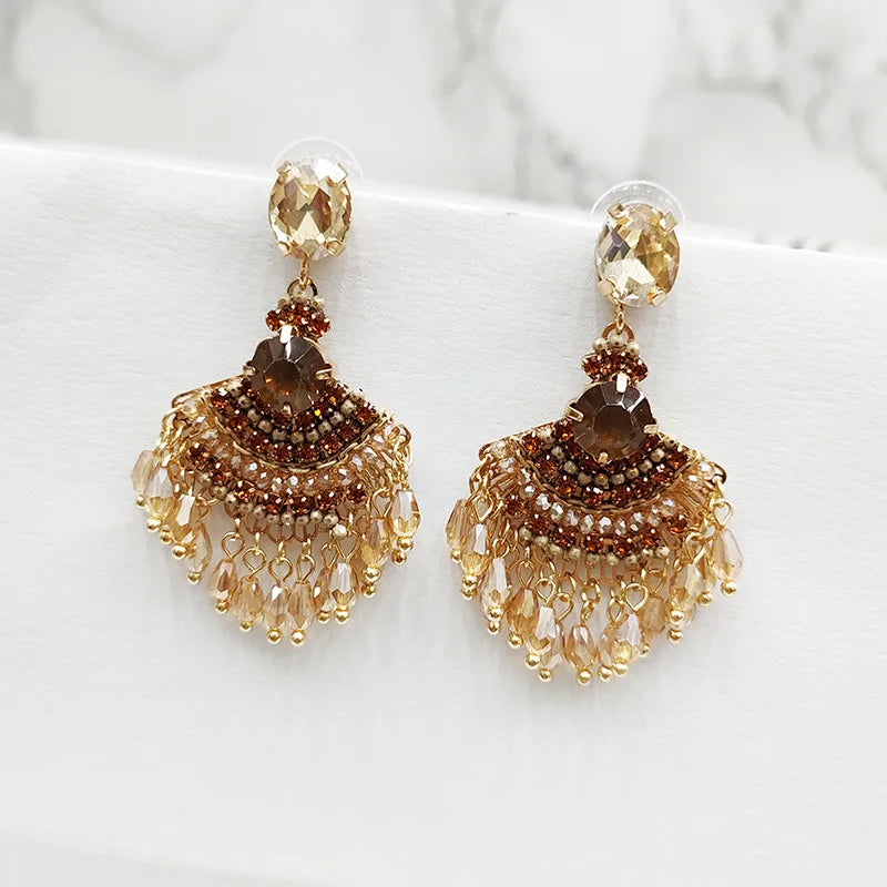 Hemasa Colorful Beaded  Long Earrings for Women