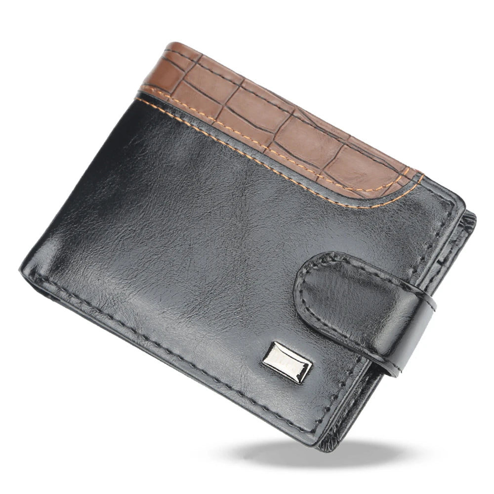 2024 New Patchwork Leather Men Wallets Short Male Purse With Coin Pocket Card Holder Brand Trifold Wallet Men Clutch Money Bag
