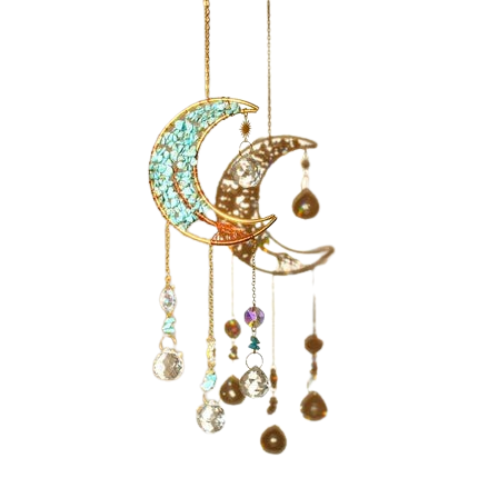Hemasa Moon Suncatcher Crystal Tree of Life Hanging Decoration Stained Glass Healing Crystal Rainbow Maker Garden Outdoor Decoration
