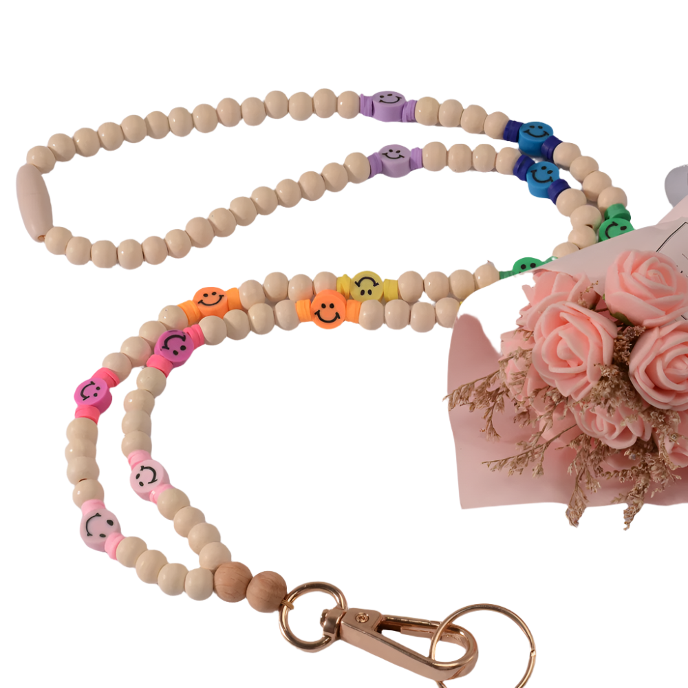Hemasa New Fashion Wood Beads Necklace Keychains lanyard for Women /Girls