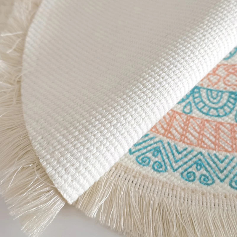 Hemasa Bohemian Round Placemats Simple Handwoven Jute Placemats Coasters(set of 4)