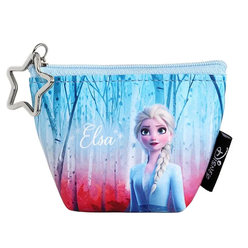 Disney Coin Purse Elsa Keychains Cases Girls Anna Cute Wallet Women Printed Frozen Pouch Clutch Bag Kawaii Kids Purses Small PU