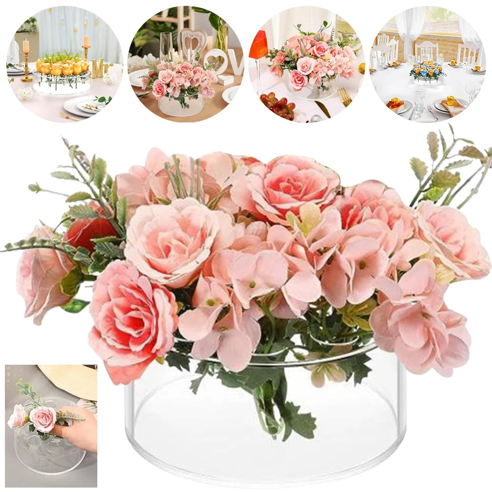 Tejesa Transparent Acrylic Vase Circular Living Room Creative Porous Flower Arrangement Container Decorative Vase 12 Holes