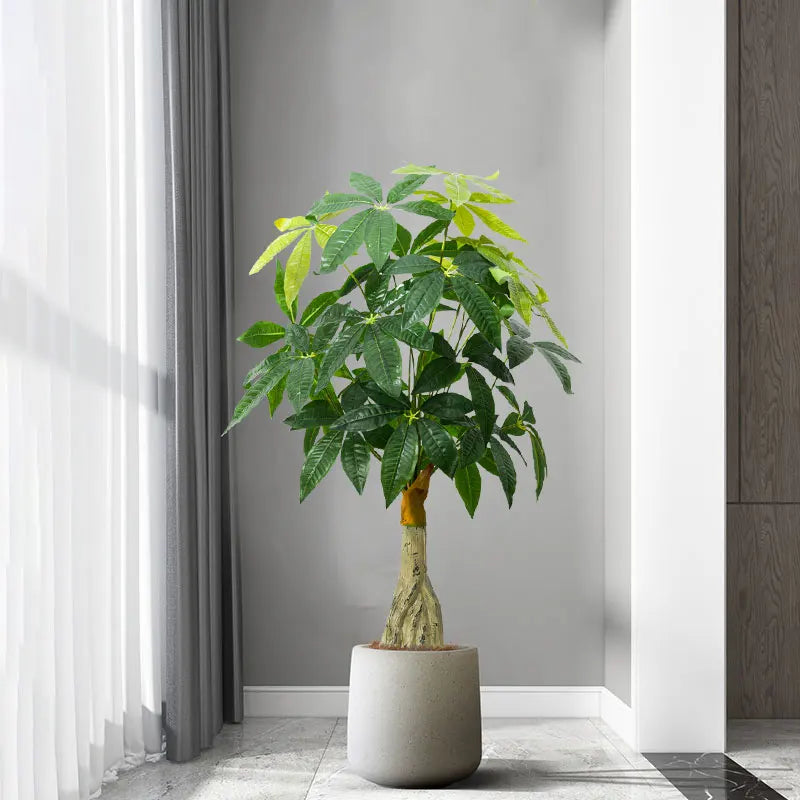 Tejesa 95cm Large Artificial Plants Fake Monstera Tree Plastic Palm Leaves Tropical Green Lucky Tree For Home Garden Outdoor DIY Decor