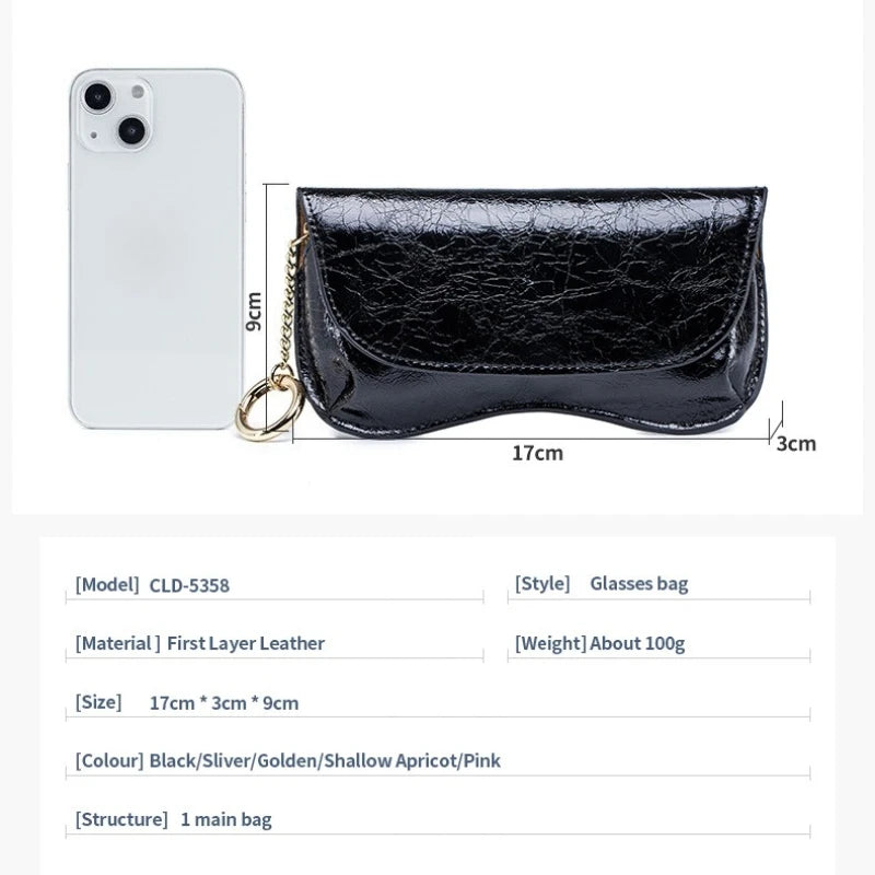 Tejesa Portable Leather Eye Glasses Cases for Women & Men Sunglass Case Unisex Travel Eyeglass Case with Hanging Hook