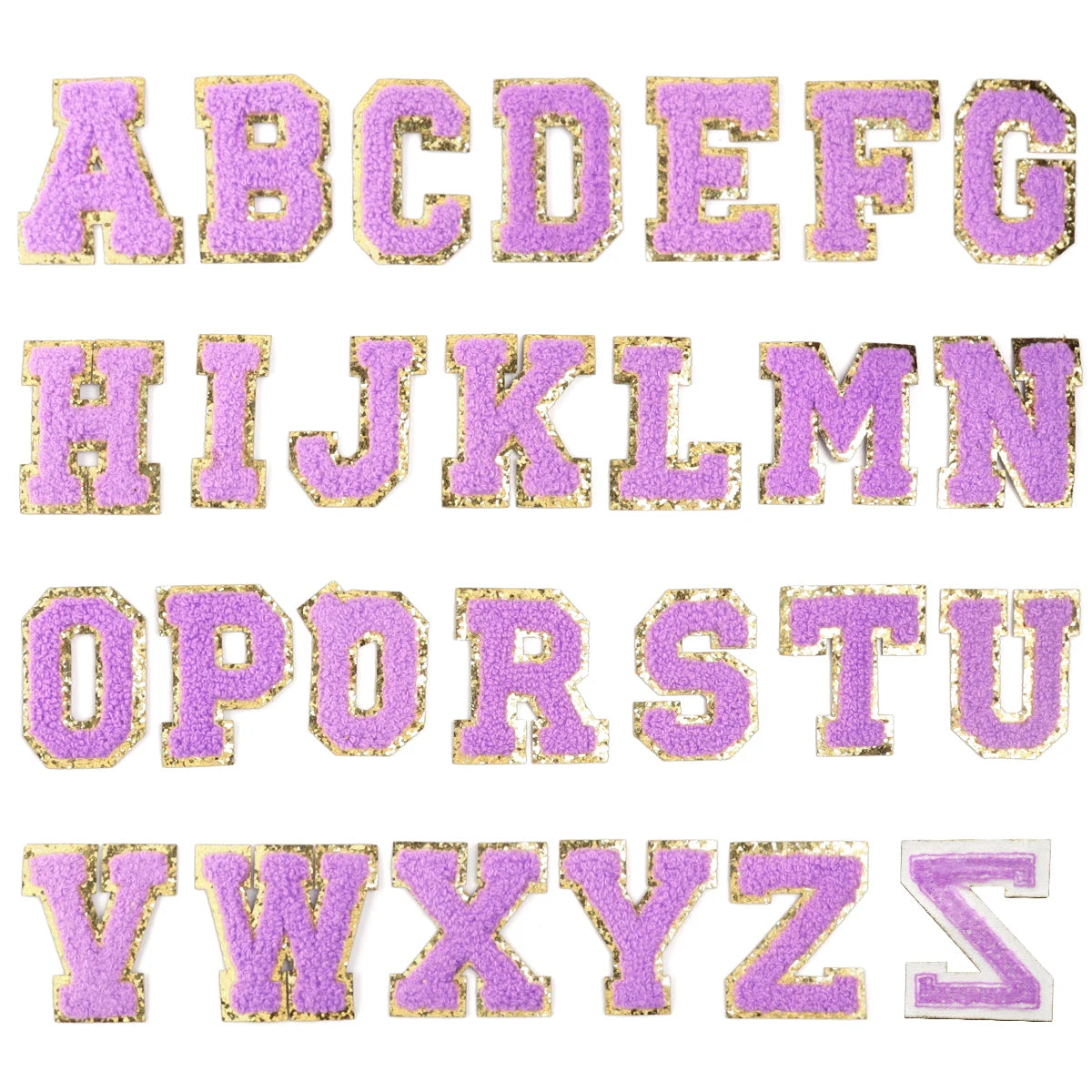 26Pcs/Set 6cm English Letter Patches Gold Edged Chenille Patches Ironing Fabric For DIY Crafts Name Sticker Bags Clothing Decor