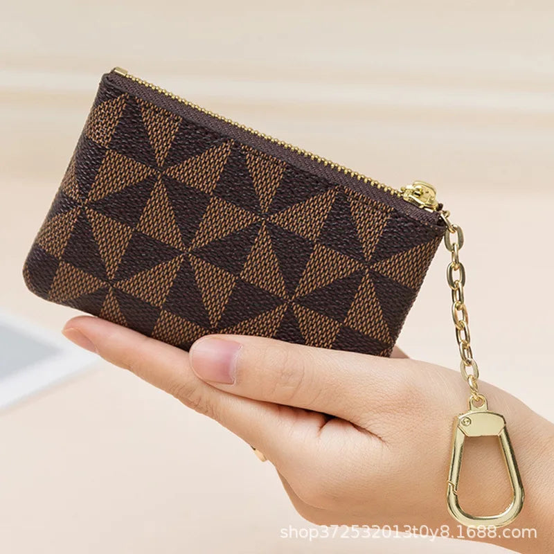 Coin Purse Wholesale Mini Short Zipper Wallet Small Bag Plaid Printing Keychain Pouch Custom Pendant Decoration Gift