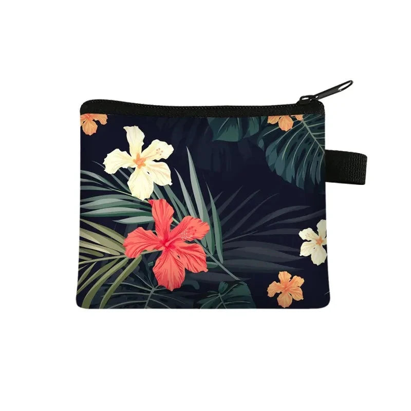 Tejesa Floral Print Cosmetic Bag Girl Women Sanitary Napkin Storage Organizer Bag Coin Card Money Eearphone Lipstick Holder Pouch
