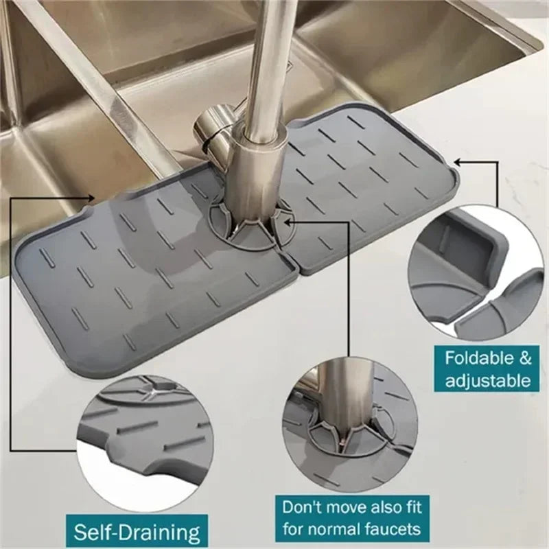 Hemasa Kitchen Gadgets Silicone Absorbent Pad Shelf Sink Splash Catcher Protective Mat Bathroom Drain Mat