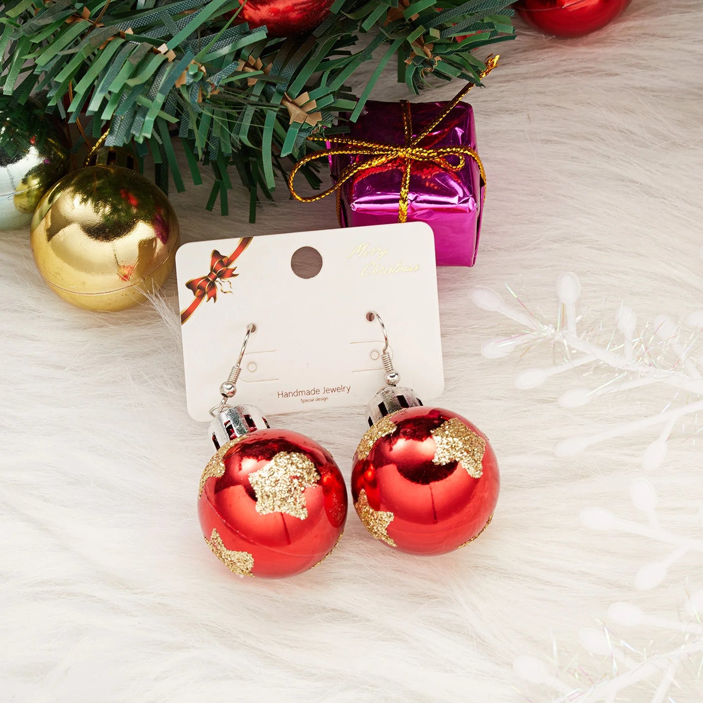 Merry Christmas Colorful Light Bulb Ball Shaped Drop Earrings for Women Luxury Creative Earrings Girl New Year Party Jewelry