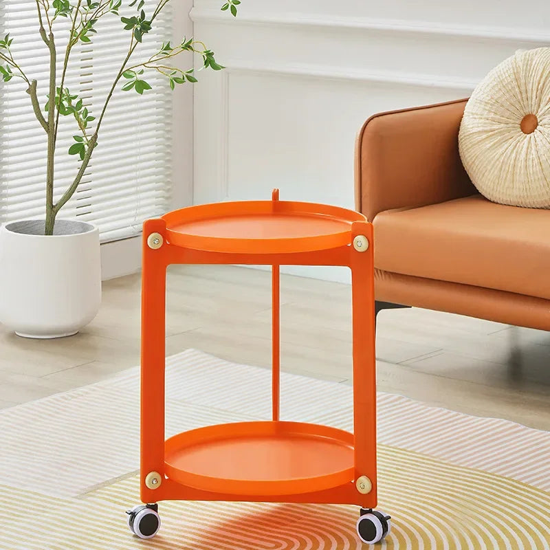 Living Room Mobile Round Coffee Table Nordic Creative Home Cart Movable Storage Rack Storage Bedroom Bedside Trolley
