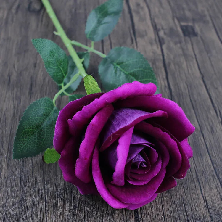 Hemasa 10Pcs Artificial Velvet Rose Flower Branch Wedding Decor Party Scence Layout Bride Holding Flowers Home Decoration Rose Flowers