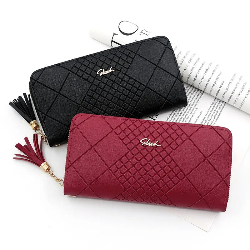 Hemasa  Zipper Money Coin Purse/PU Leather Long Card Holder  Clutch Wallet