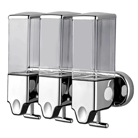 Hemasa 3In1 Chamber Wall Mounted Bathroom Shower Pump Dispenser And Organizer,Holds Shampoo, Shower Gel, For Bathroom Hotel