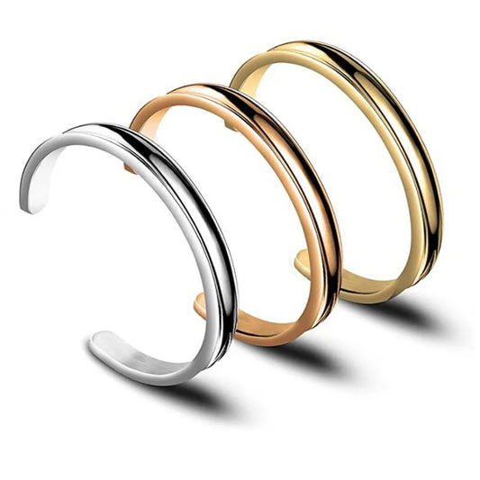 Minimalist Opening Stainless Steel Bangles for Women Gold Plated Hypoallergenic Bracelets Female Party Jewelry Women Bijoux
