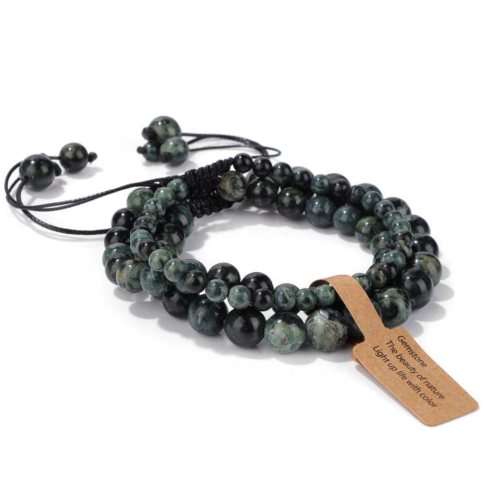 Tejesa  3pcs  Amazonite Bracelets for Women Men 4/6/8mm Beads Braided Bracelet Handmade Adjustable Wristbands Jewelry