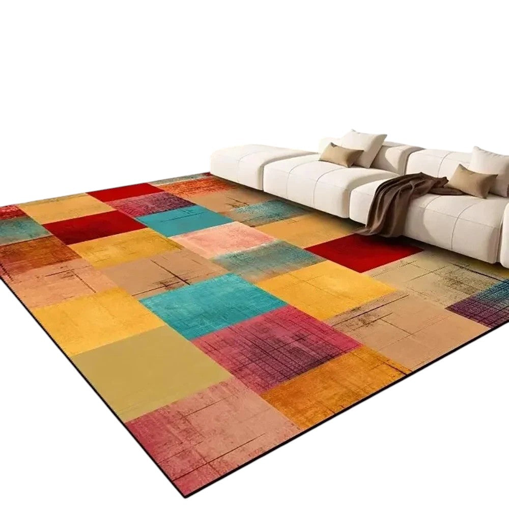 Tejesa  Large Flannel Rug Luxury Plaid Non-Slip Living Room Bedroom Mat Stain Resistant Washable Bedside Home Decor Rug
