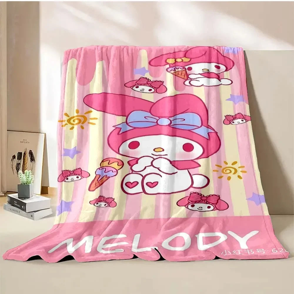 My Melody Flannel Blanket Sanrio Soft Fluffy Quilt Thicken Plush Nap Blanket Cartoon My Melody Sofa Blanket Child Adult Gift