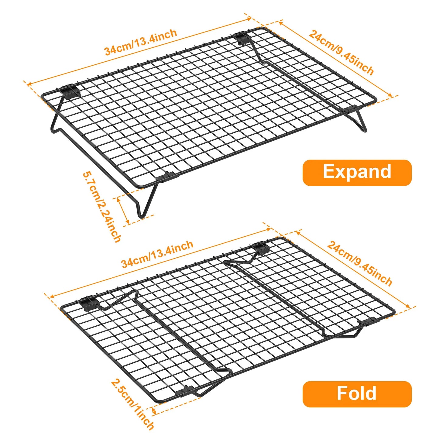 Tejesa 3/2Pcs Cooling Rack Stainless Steel Grid Baking Tray Non Stick Bread Cake Pizza Cooling Dry Rack Baking Pan Kitchen Accessories