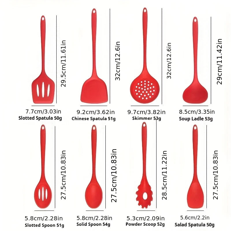 Tejesa 1/4/8pcs Non-Stick Pans Silicone Spatula Soup Ladle Slotted Spoon Cooking Tools for Kitchen Kitchen Utensil
