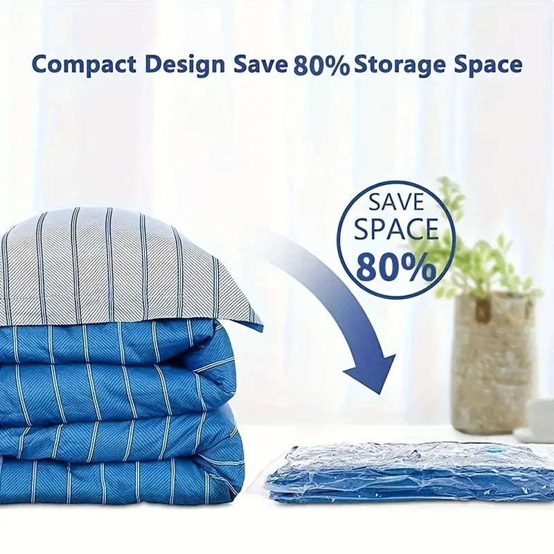 4pcs space saving vacuum storage bag with hand pump - oversized compressed clothing, blankets, bedding bags -  travel storage