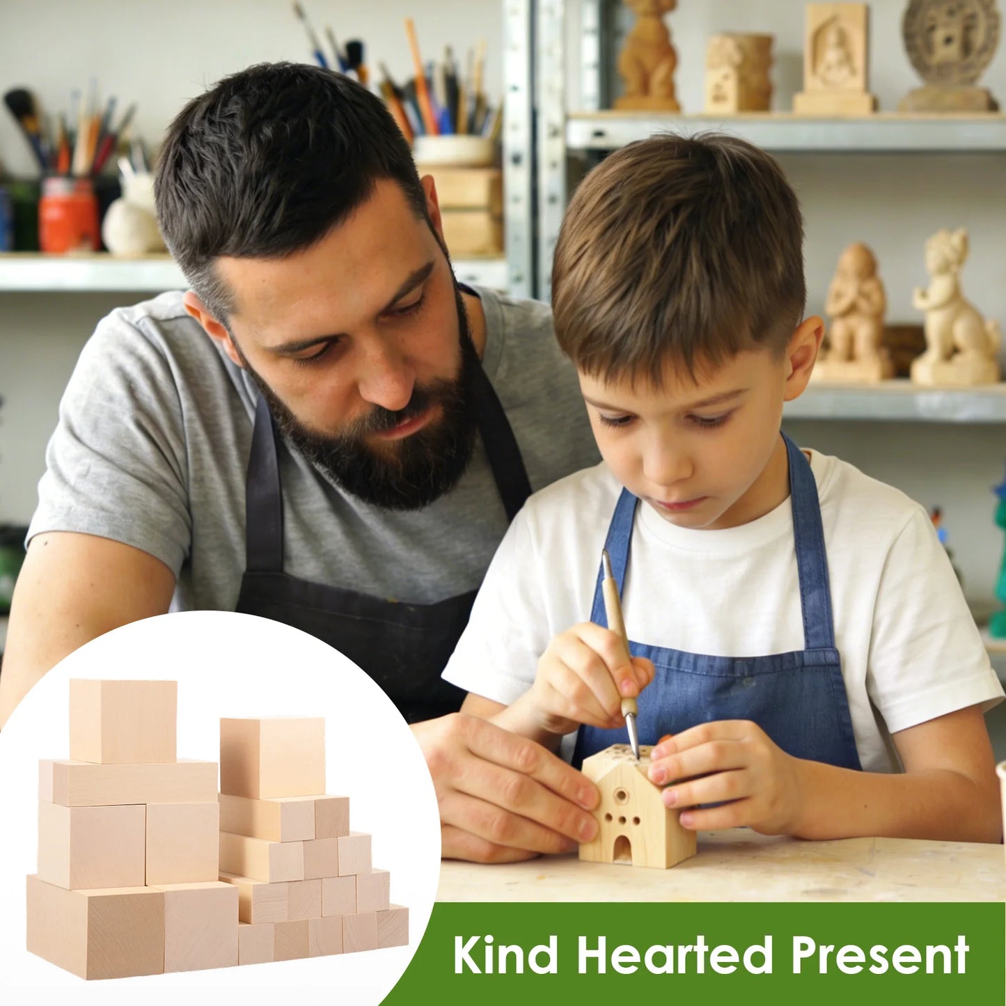 24/22Pcs Carving Wood Blocks Premium Basswood Wood Portable Unfinished Wood Carving Kit 3 Size Carving Whittling Art Supplies