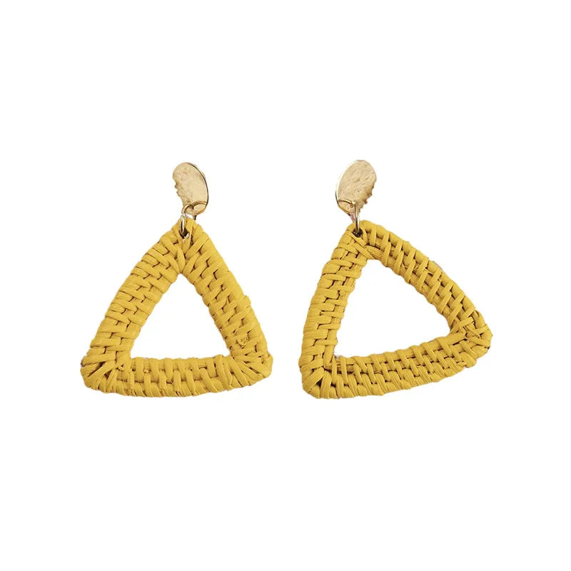 Fashion Bohemian Handmade Rattan Earrings Women's Summer Ocean Beach Earrings Jewelry for Women