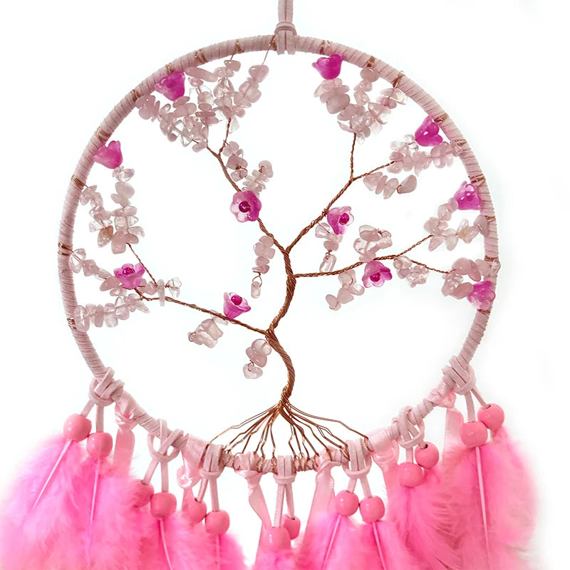 Tejesa Dream Catcher Hand-woven Natural Crystal Wind Chime Background Wall Decor Living Room Bedroom Hanging Ornaments Holiday Gifts
