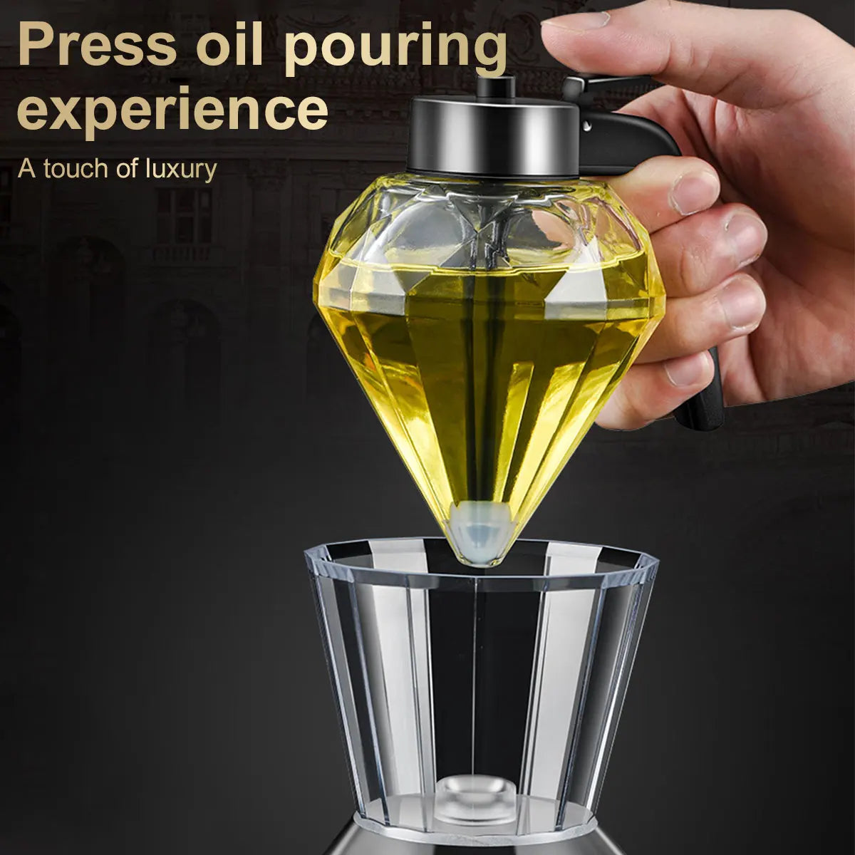 Diamond Glass Honey Dispenser 200ml Oil Dispenser with Stand Oil Bottle Vinegar and Sauce Glass Cruet Cooking Kitchen Tool