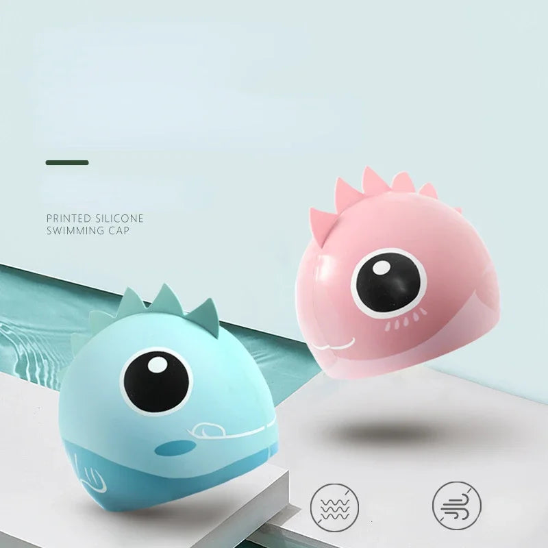 Hemasa Cartoon Cute Fish Shark Silicone Swimming Cap for Children  Kids Swimming Cap