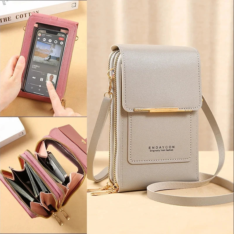 Hemasa  Touch Screen Lock Cell Phone Bag/ Women's Mobile Phone Card Holder Crossbody Shoulder Bag