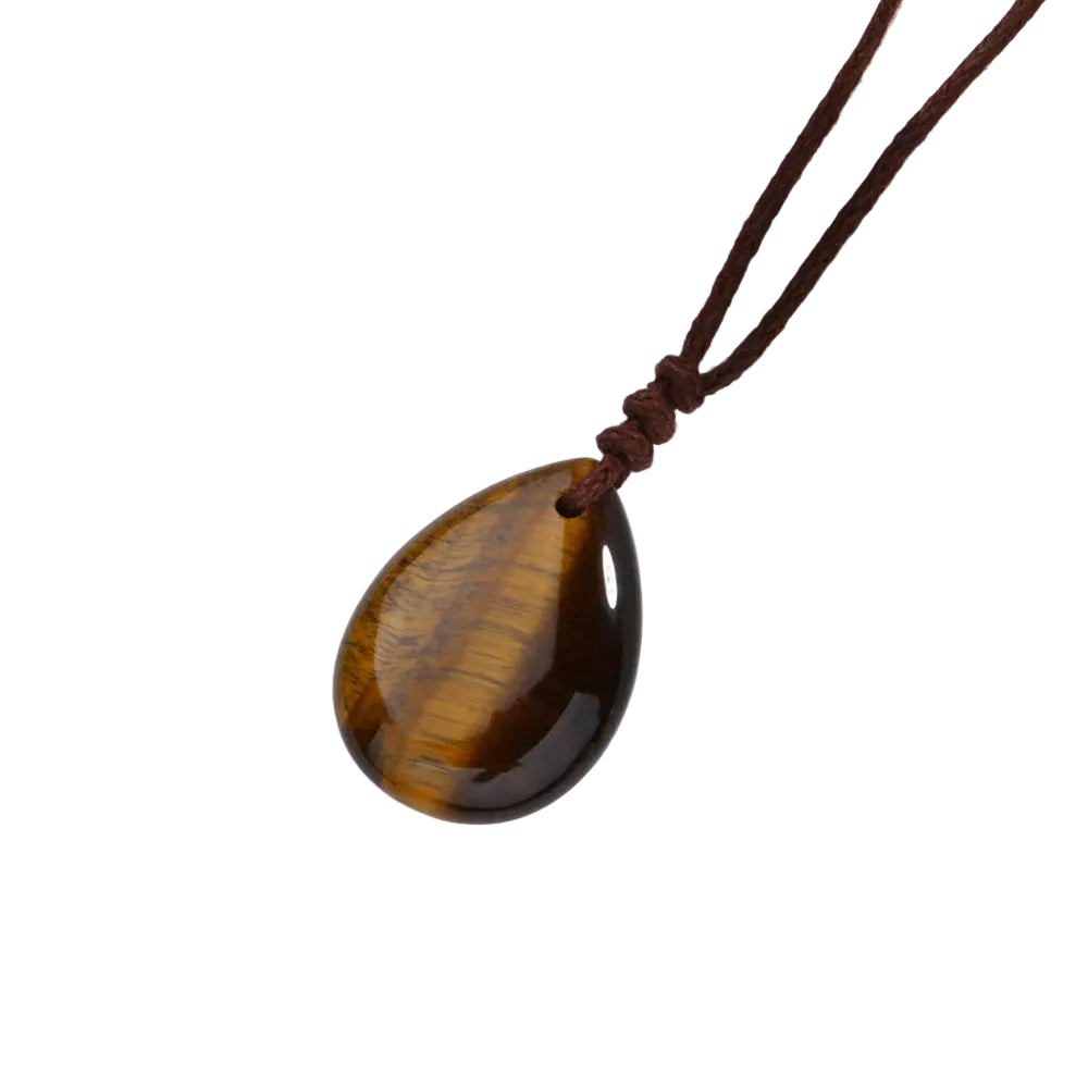 Hemasa  Fashion Adjustable Natural Stone Water Drop Pendant Necklace for Men Women Tiger Eye Stone Necklace Man Jewelry