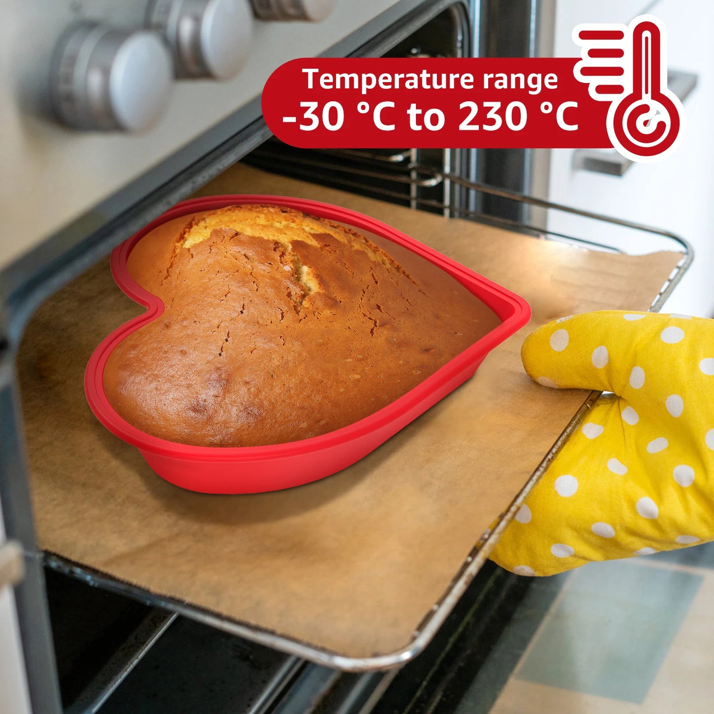 Tejesa 3Pcs Heart Shape Cake Pans 10 Inch Silicone Cake Molds BPA Free Cake Baking Tray Reusable Cake Baking Pans Nonstick Cheesecake