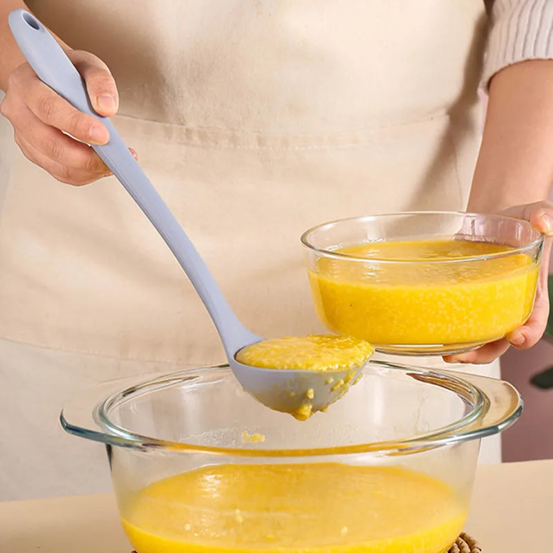 Hemasa Long Handle Silicone Soup Spoon Large Ramen Noodles Tablespoons Hot Pot Porridge Ladle Scoop Kawaii Japanese Kitchen Utensils