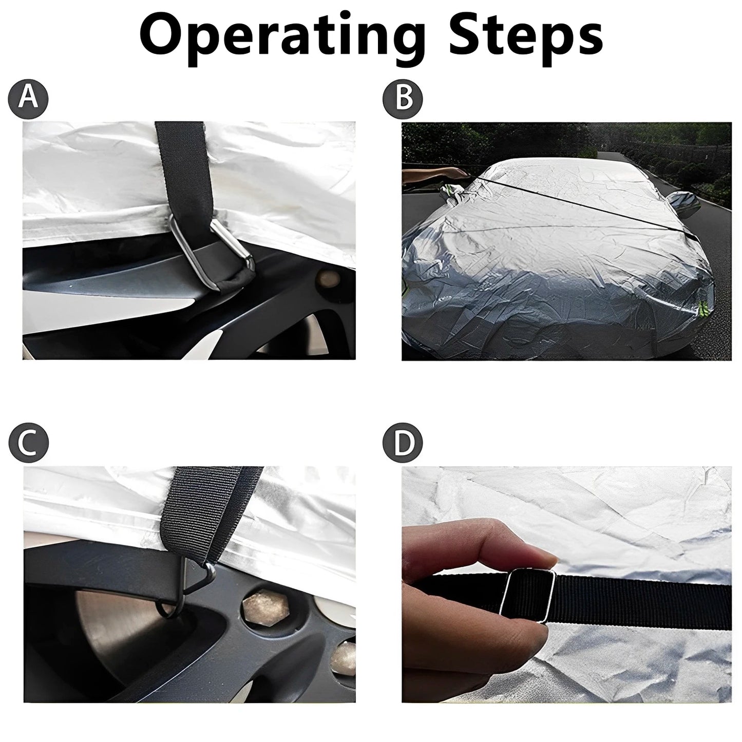 Tejesa 8/2Pcs Car Cover Windproof Belt Nylon Adjustable Car Hood Safety Protectio Belt Car Clothe Gust Fix Belt Car Hood Windproof Rope