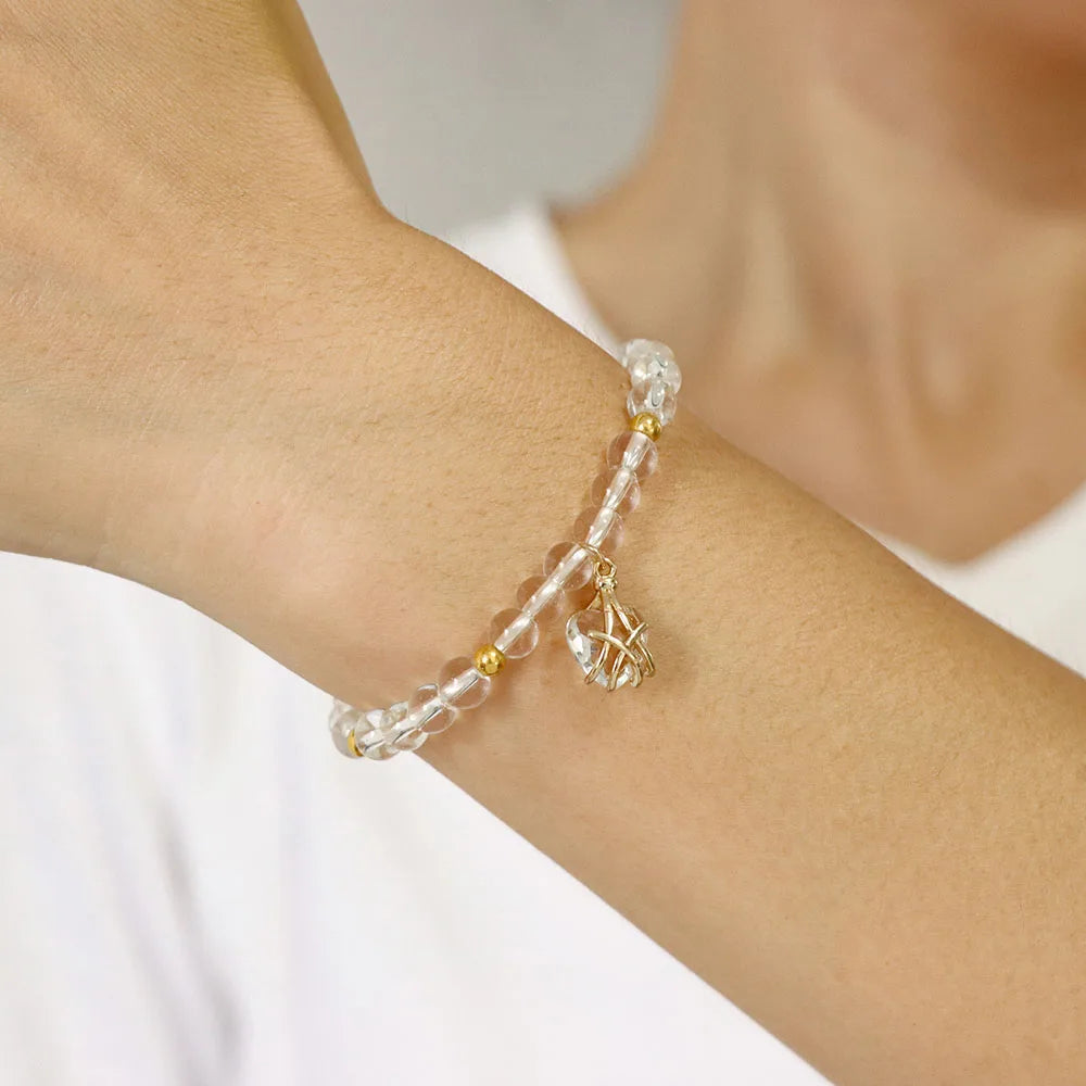 Hemasa  Stone Beads Stretchbale with Heart Shape Pendent Bracelet