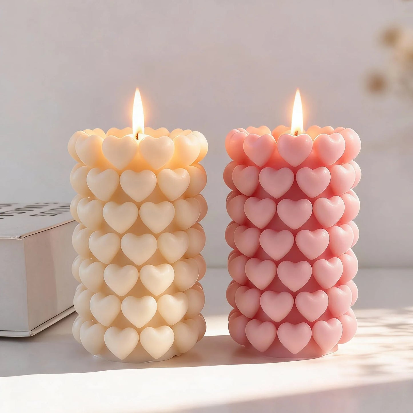 Hemasa  Basket Form Stacking Hearts Silicone Mold Valentine's Day Handmade Gifts Aroma Candle Molds Love Cylinder Candle Mould