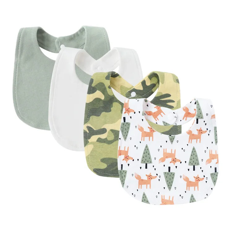 Tejesa 4Pcs Baby Bibs Burp Clothes / Newborn Saliva Towels for Girls Boys Cotton Kids Apron Infant Accessories Toddler Bibs Set