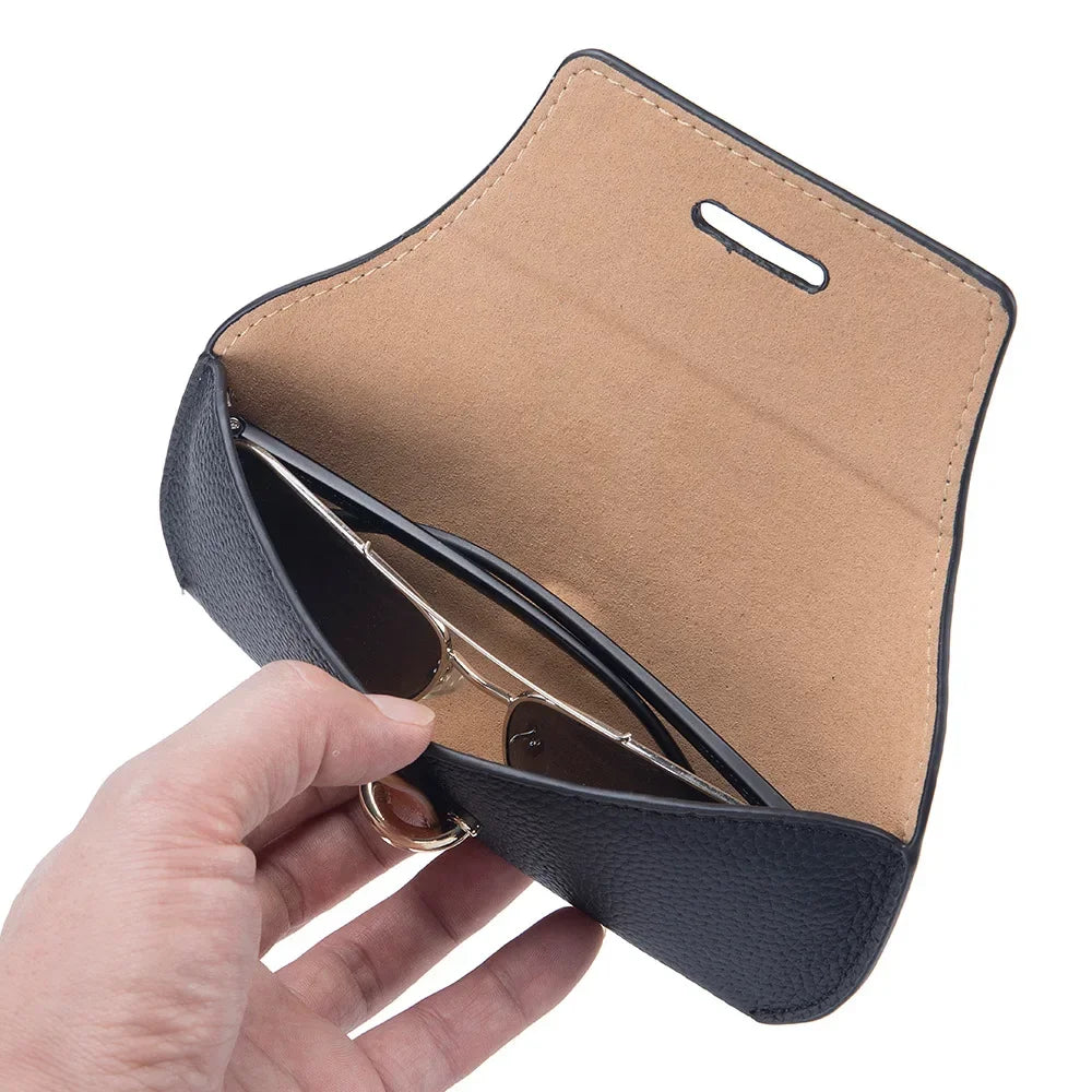 Tejesa Leather Glasses Case Holder Portable Slim Sunglasses Pouch Soft Eyeglasses Eyewear Sleeve for Women Men Lightweight