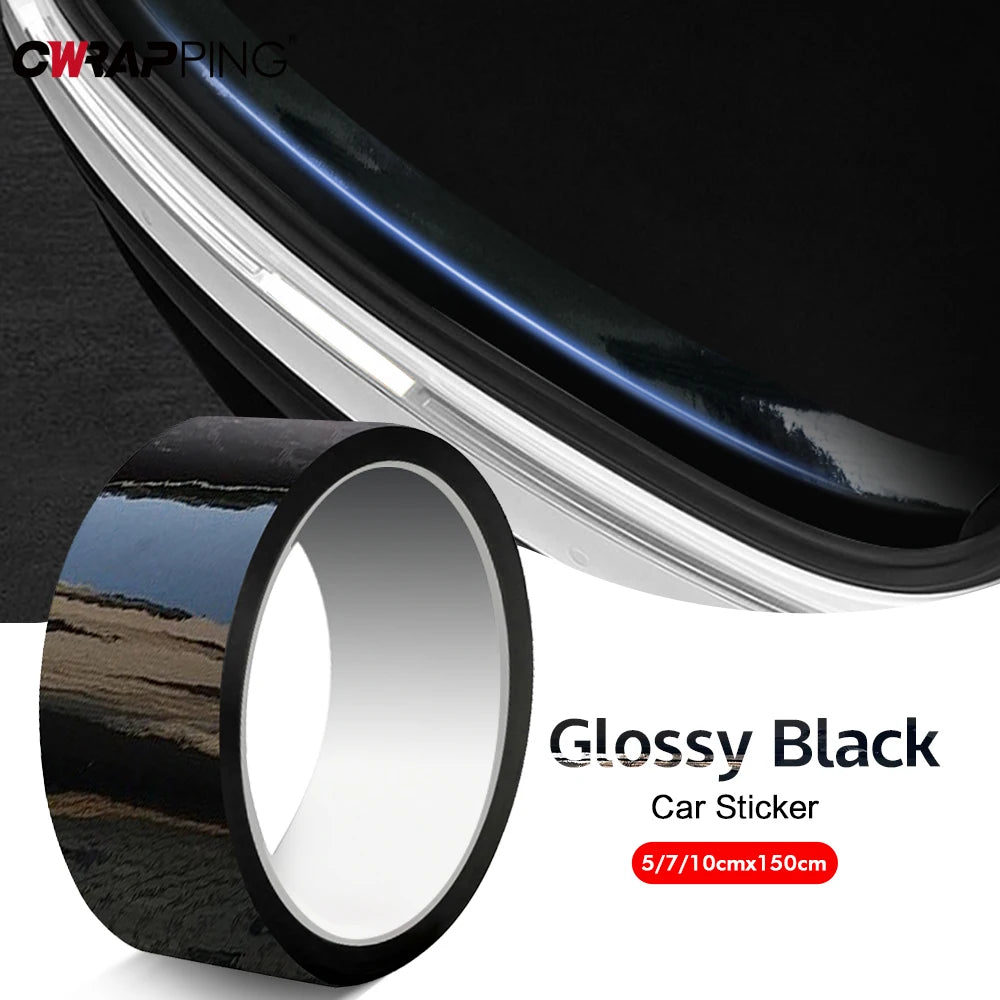 3/5/7/10cm Glossy Black Car Sticker Anti Scratch Waterproof Tape Auto Door Sill Window Protector Strip Films for Car Accessories