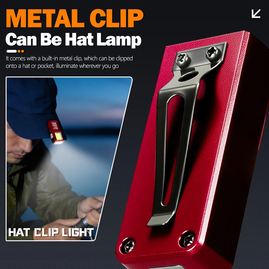 Hemasa LED COB Mini Flashlight USB Rechargeable Mini Torch Portable Working Light With Magnet Outdoor Emergency Hiking Fishing Lantern